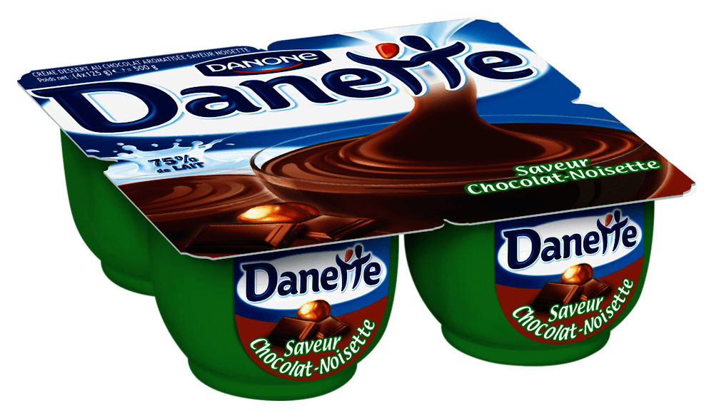 Danette 3 saveurs chocolat au lait/ chocolat noisette/ chocolat