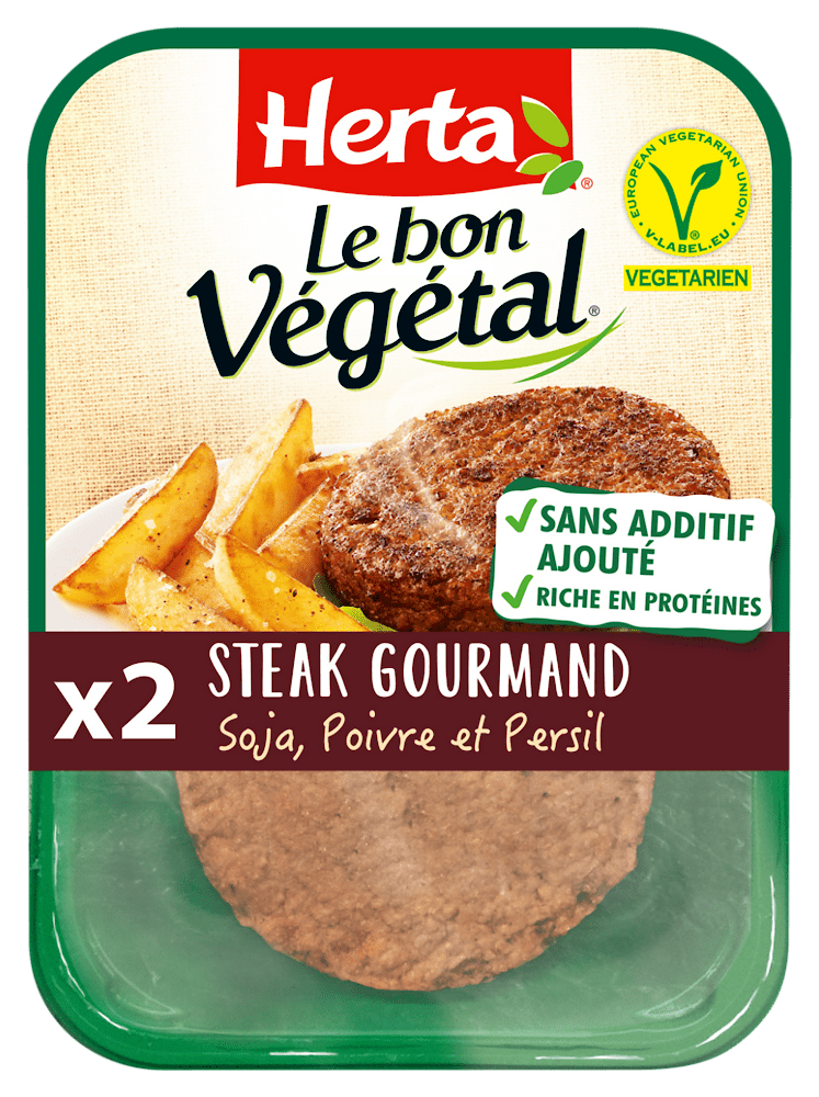Herta Steak soja & blé - Les 2 steaks, 150g : : Epicerie