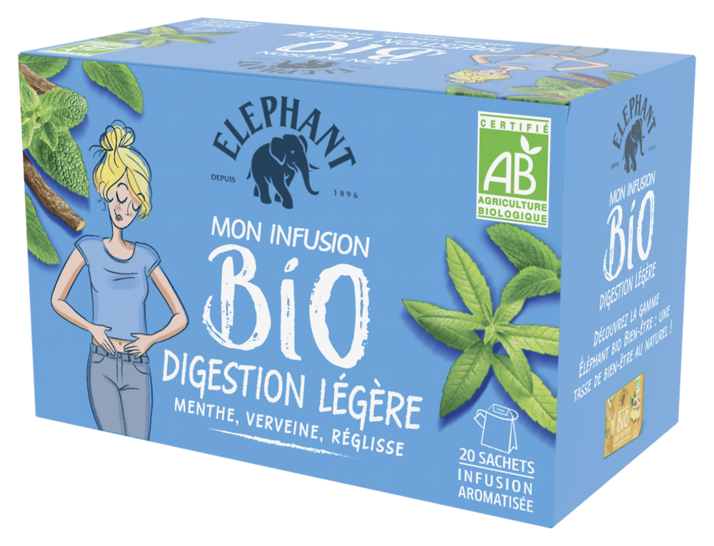 Infusion bien-être digestion légère Bio ELEPHANT : la boîte de 20