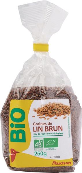AUCHAN BIO Graines de lin brun 250g pas cher 