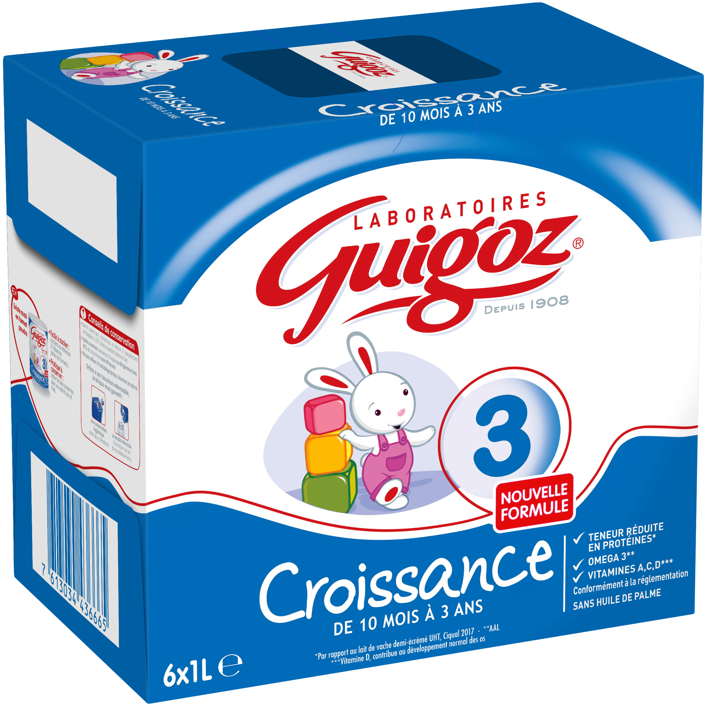 Guigoz - GUIGOZ 3 Lait de Croissance Liquide 6x1l dès 1 an